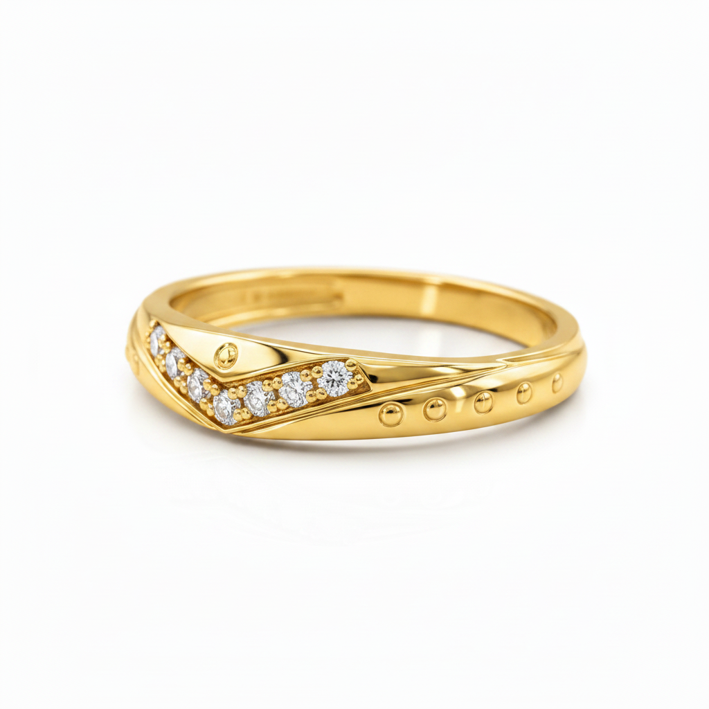 Elegant V-Shape Stone Detail Ring for Women