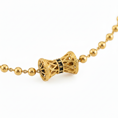 NUGOLD Bead Chain with Designer Barrel Charms for Women
