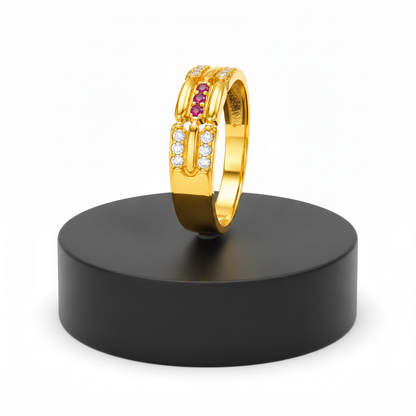 Imperial Ruby Triple Channel CZ Ring