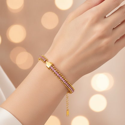 NUGOLD Designer Pink Cubic Zirconia Bracelet for Girls & Women