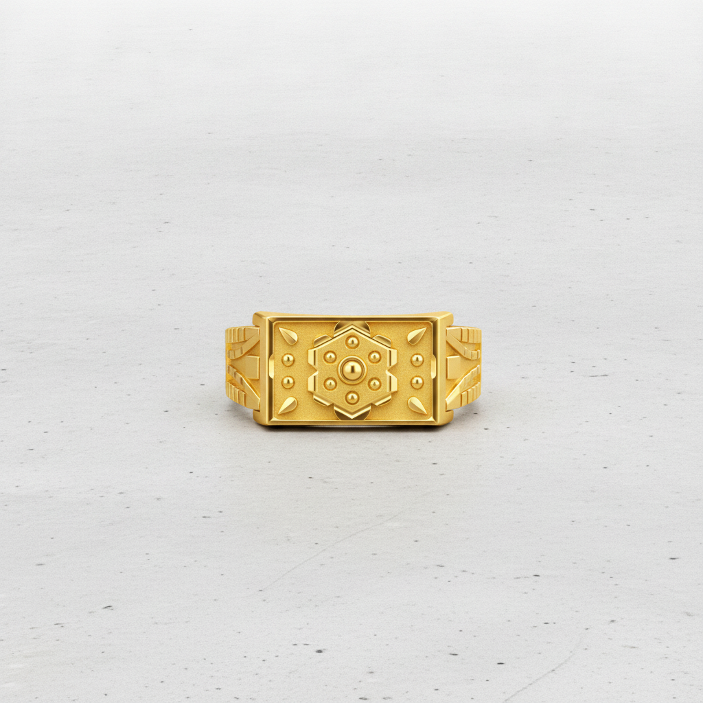 Royal Crest Geometric Statement Ring for Men