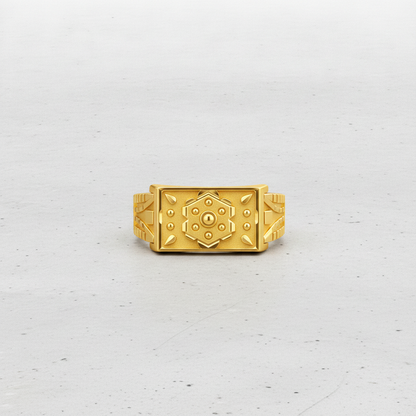 Royal Crest Geometric Statement Ring for Men