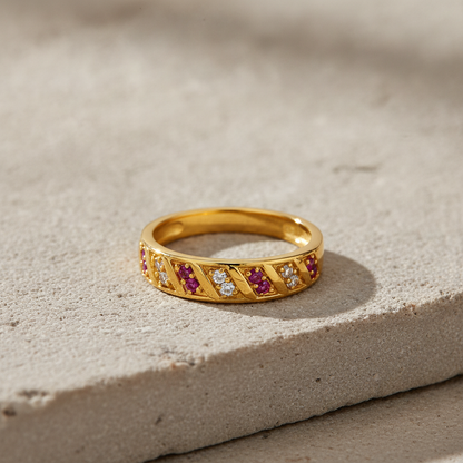 Elegant Ruby CZ Infinity Pattern Ring