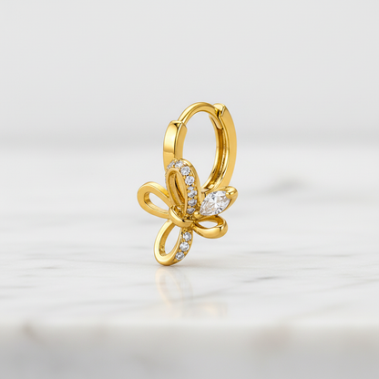 NuGold Butterfly Charm Crystal Gold-Toned Hoop Earrings for Women
