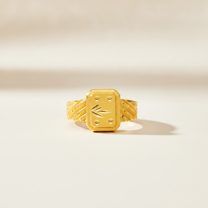 Imperial Leafcrest Engraved Statement Ring