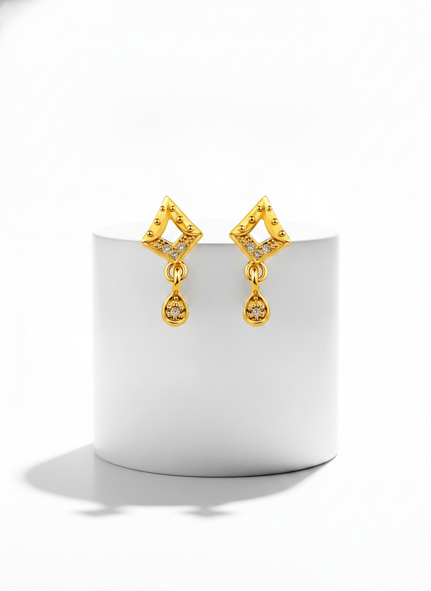 Royal Geometric Teardrop Crystal Drop Earrings for Women