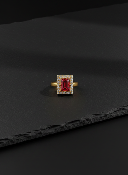 NuGold Ruby Royale Halo Ring
