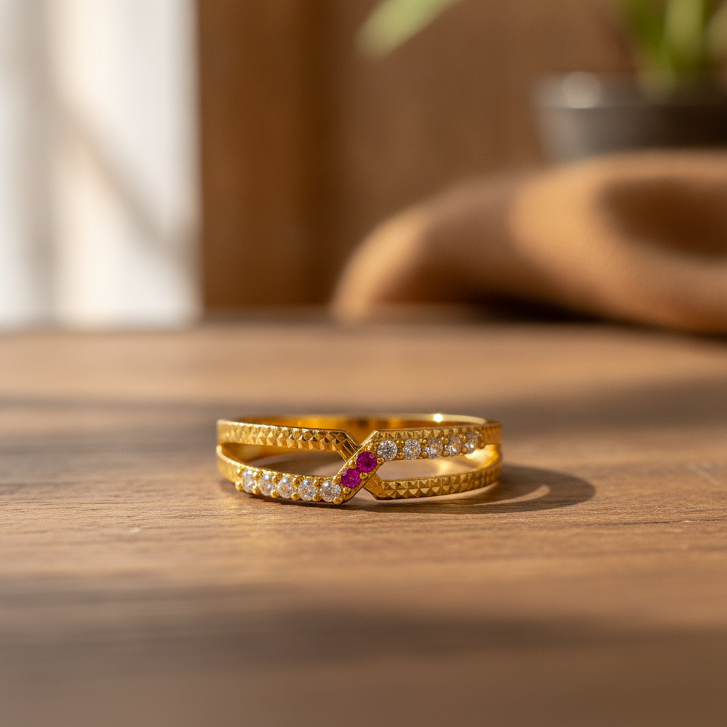 Imperial Ruby V-Cut Sparkle Band Ring