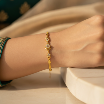 Elegant Square Crystal Gold Bracelet for Girls & Women