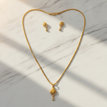 NUGOLD Timeless Floral CZ Pendant Necklace set