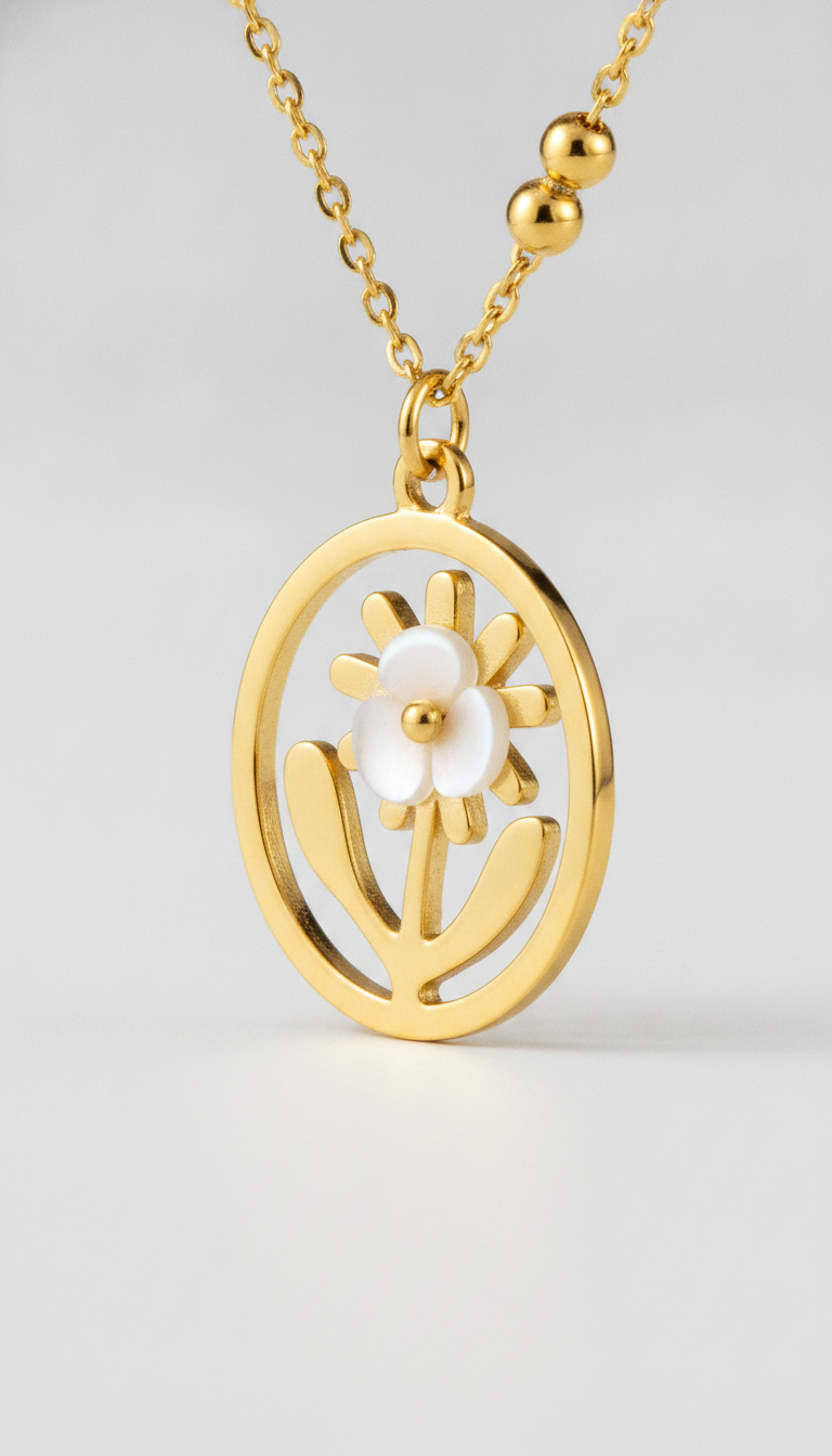 Golden Daisy Flower Layered Necklace for Women
