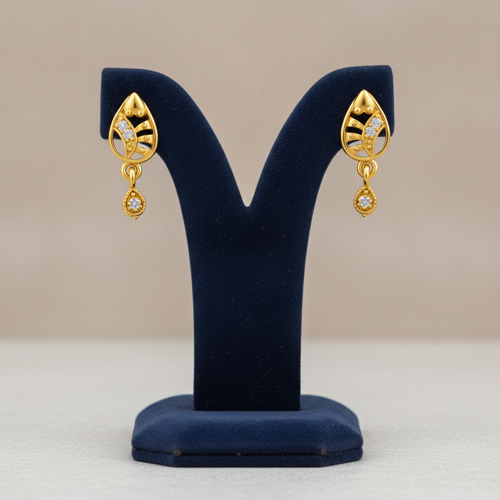 Elegant Leaf Motif Crystal Teardrop Drop Earrings for Women