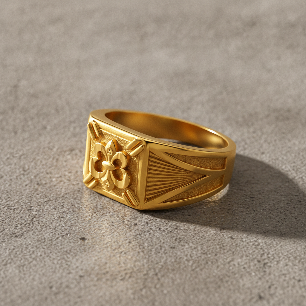 Royal Floral Crest Heritage Statement Ring for Men