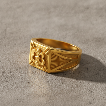 Royal Floral Crest Heritage Statement Ring for Men