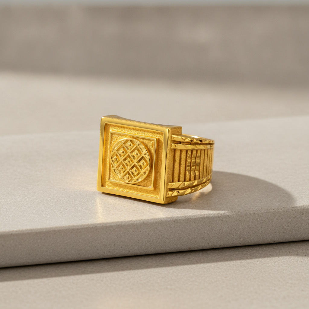 Imperial Woven Crest Textured Ring for Men
