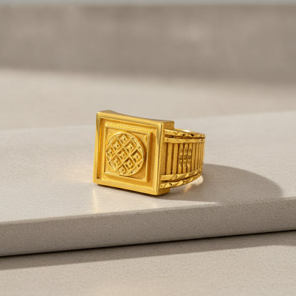 Imperial Woven Crest Textured Ring for Men
