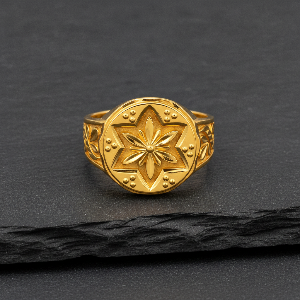 Royal Floral Medallion Heritage Statement Ring for Men