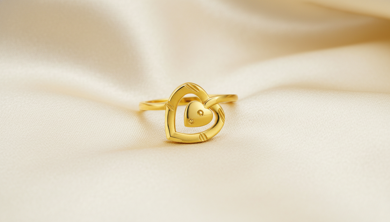 NuGold Double Heart Love Ring