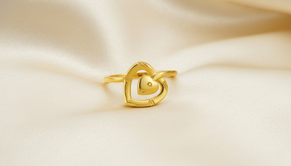 NuGold Double Heart Love Ring