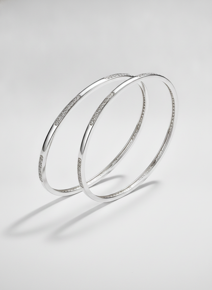 925 Silver Minimalist CZ Bangles for Women