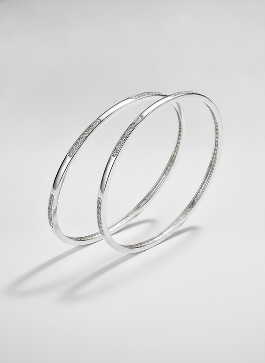 925 Silver Minimalist CZ Bangles for Women