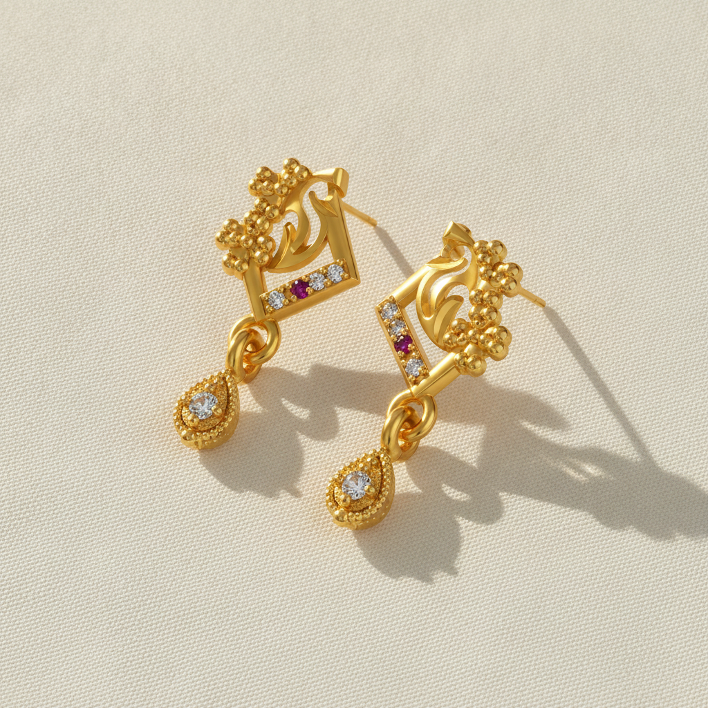 Royal Beaded Teardrop Crystal Drop Earrings for Women