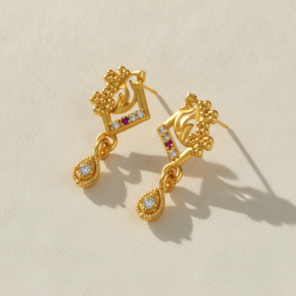 Royal Beaded Teardrop Crystal Drop Earrings for Women