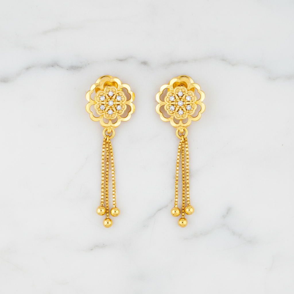 Floral Design Tassel Earrings for Women