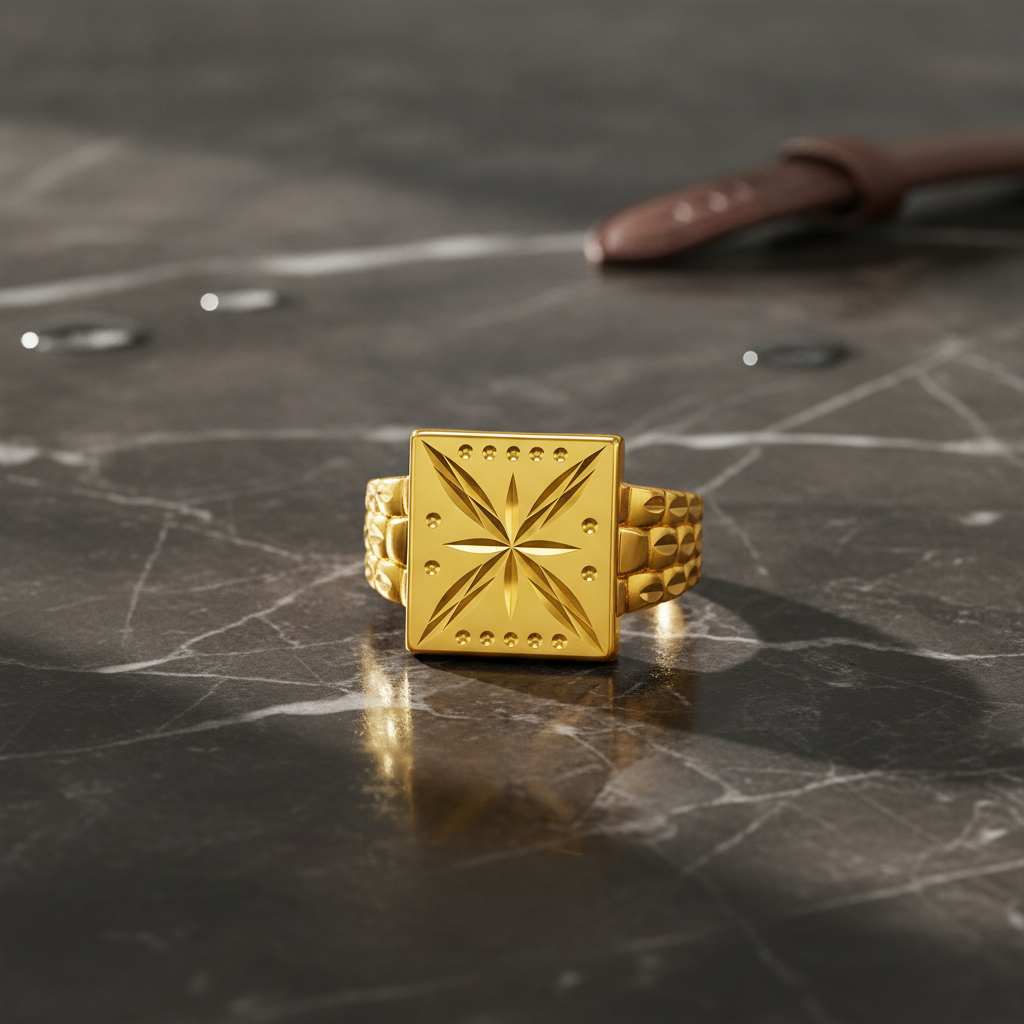 Regal Starburst Geometric Statement Ring for Men