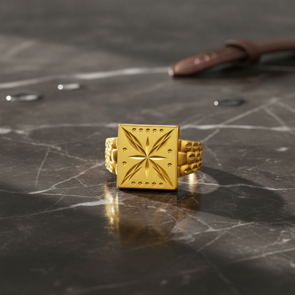Regal Starburst Geometric Statement Ring for Men