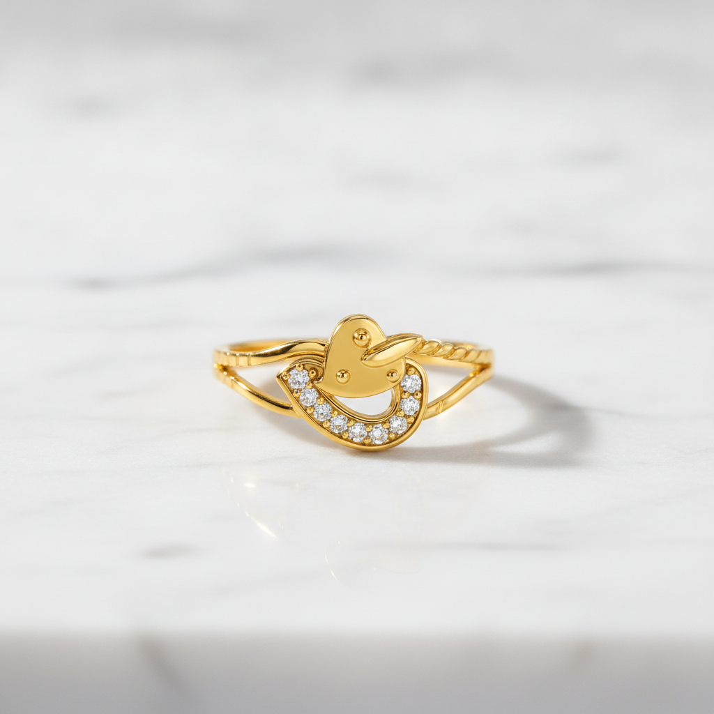 Royal Lovebird Heart Embrace Statement Ring for Women
