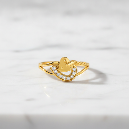 Royal Lovebird Heart Embrace Statement Ring for Women