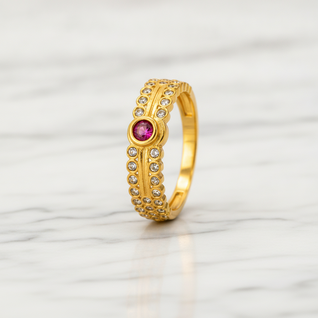 Regal Crimson Halo Statement Ring
