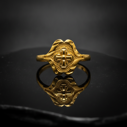 Royal Floral Crest Heritage Statement Ring for Women