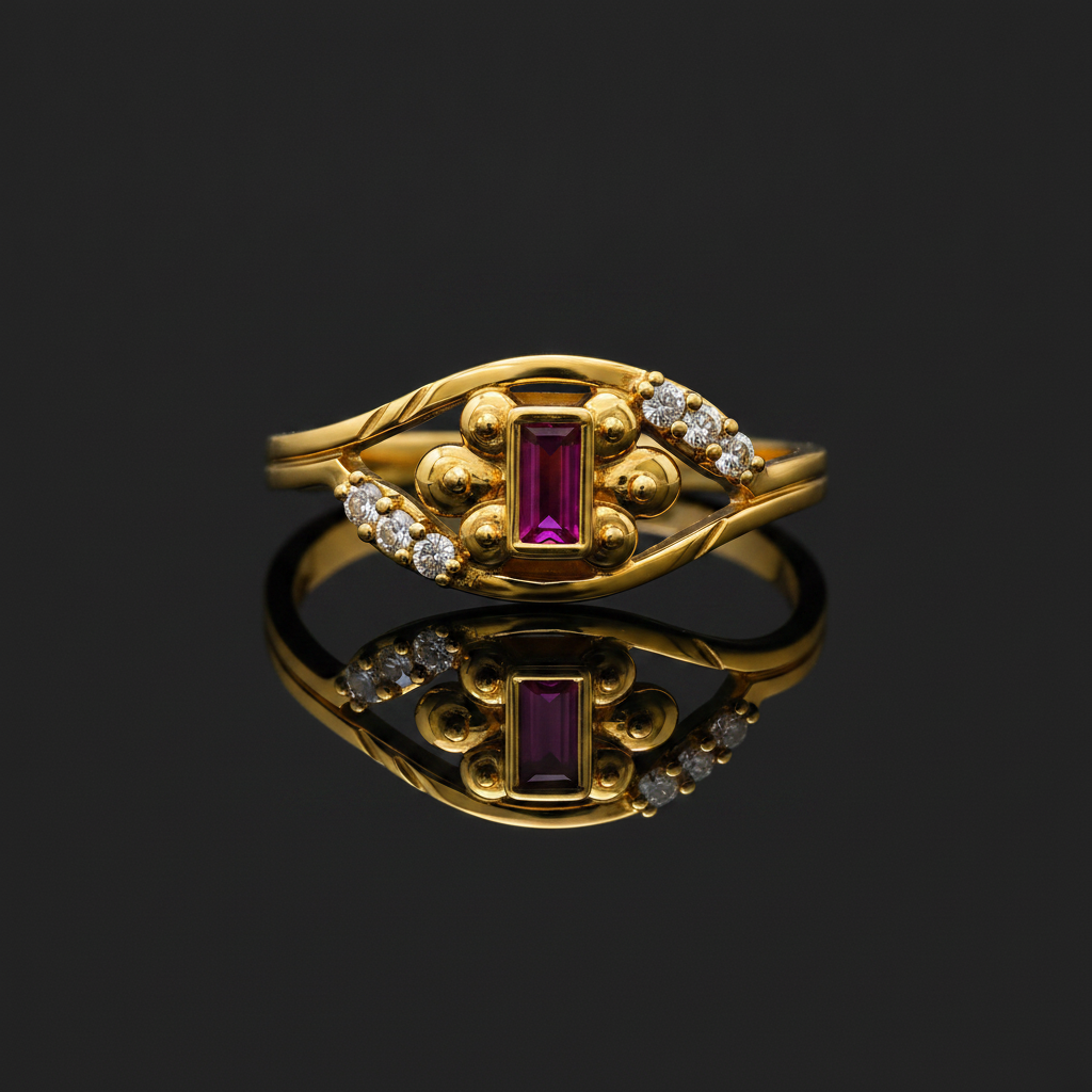Regal Ruby Crest Sparkle Statement Ring for Women