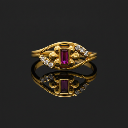 Regal Ruby Crest Sparkle Statement Ring for Women