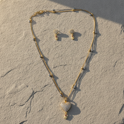 Luxe Crystal Heart Pendant & Matching Earrings Set