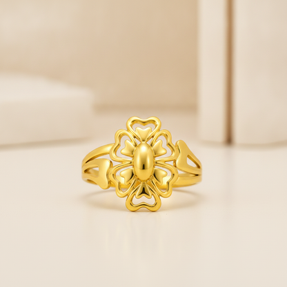 Elegant Floral Openwork Statement Ring for Women