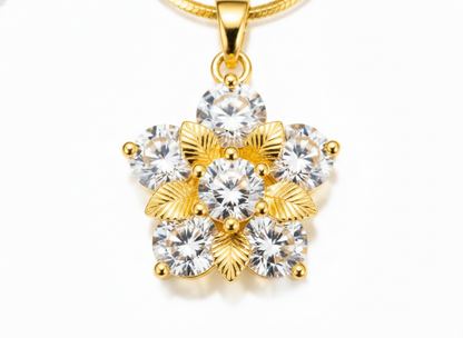 Dainty Floral Cubic Zirconia Pendant Necklace for Women