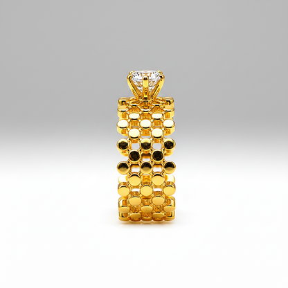 Chic Anti-Tarnish Lattice Pattern Ring with CZ Stone