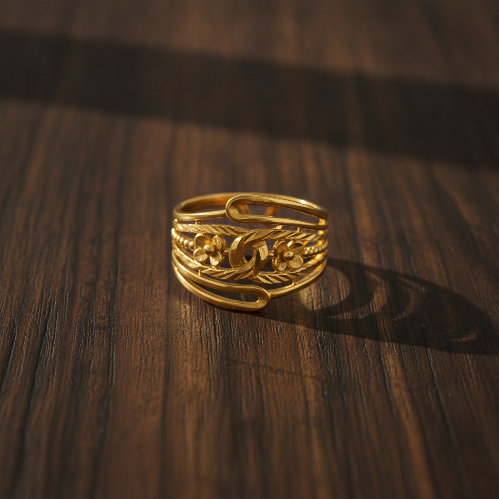 Elegant Floral Leaf Multilayer Cuff Ring for Women