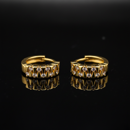 NuGold Geometric Crystal Gold-Toned Huggie Hoop Earrings for Women