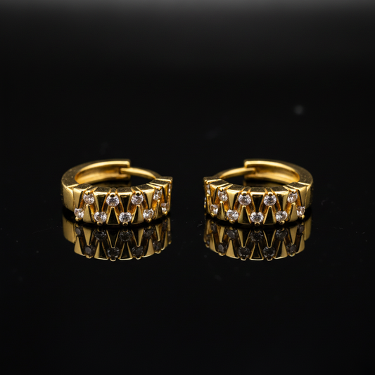 NuGold Geometric Crystal Gold-Toned Huggie Hoop Earrings for Women