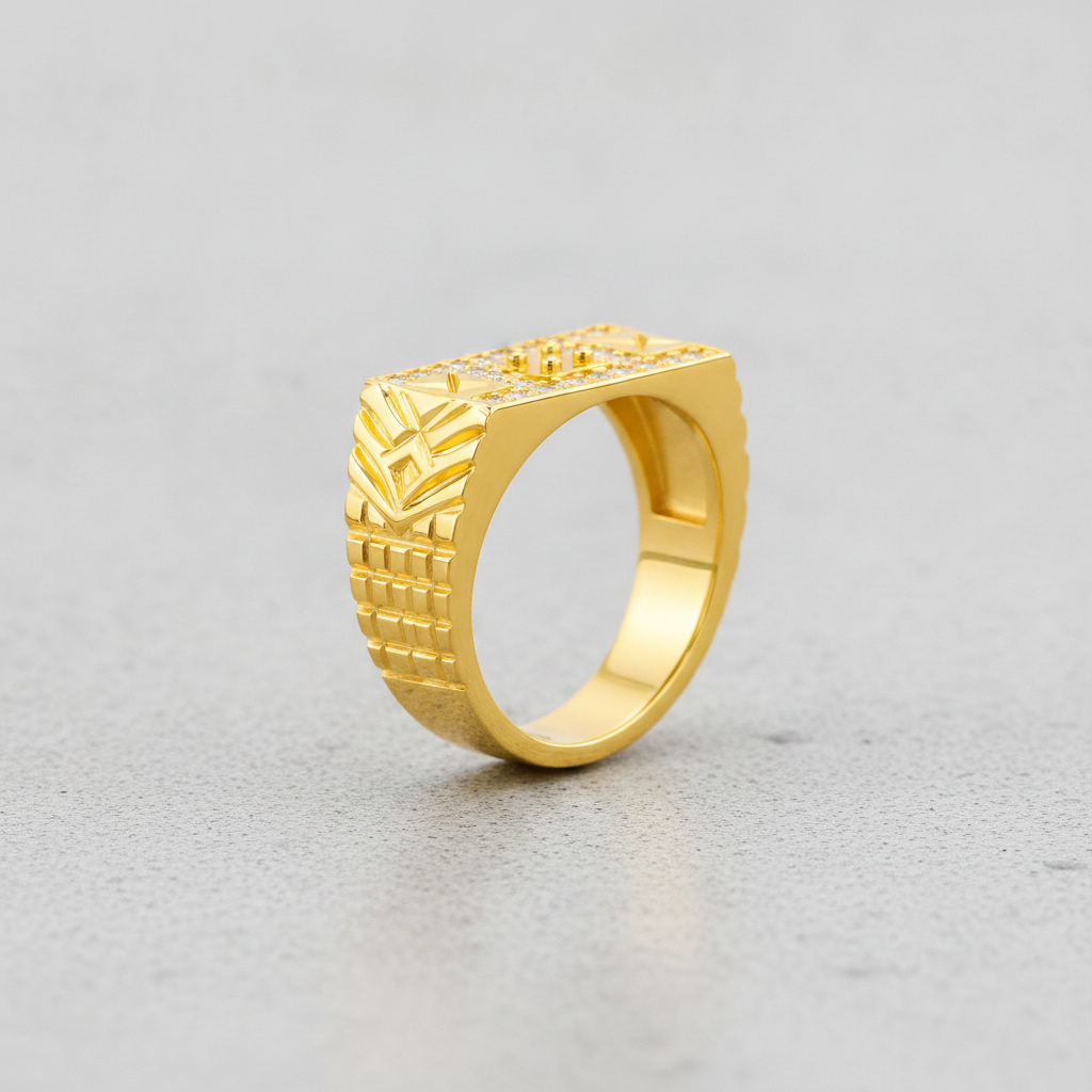 Regal Geometric Crystal Panel Ring