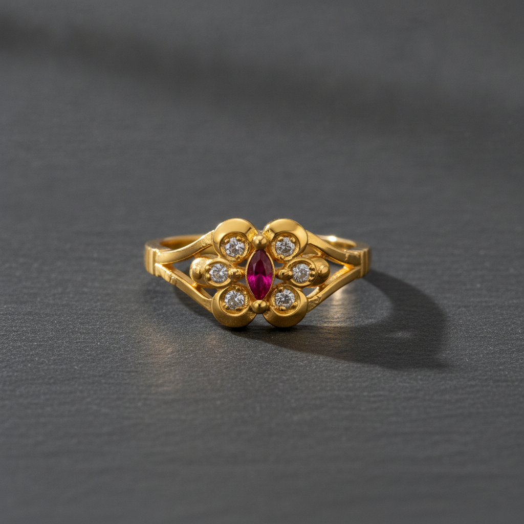 Imperial Ruby Floral Halo Ring