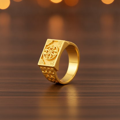 Regal Floral Emblem Heritage Signet Ring for Men