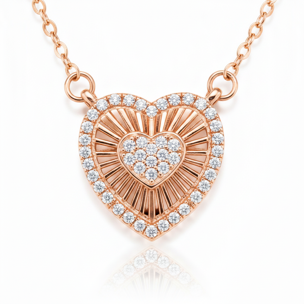 Romantic Rose Gold Heart Necklace for Women