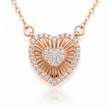 Romantic Rose Gold Heart Necklace for Women