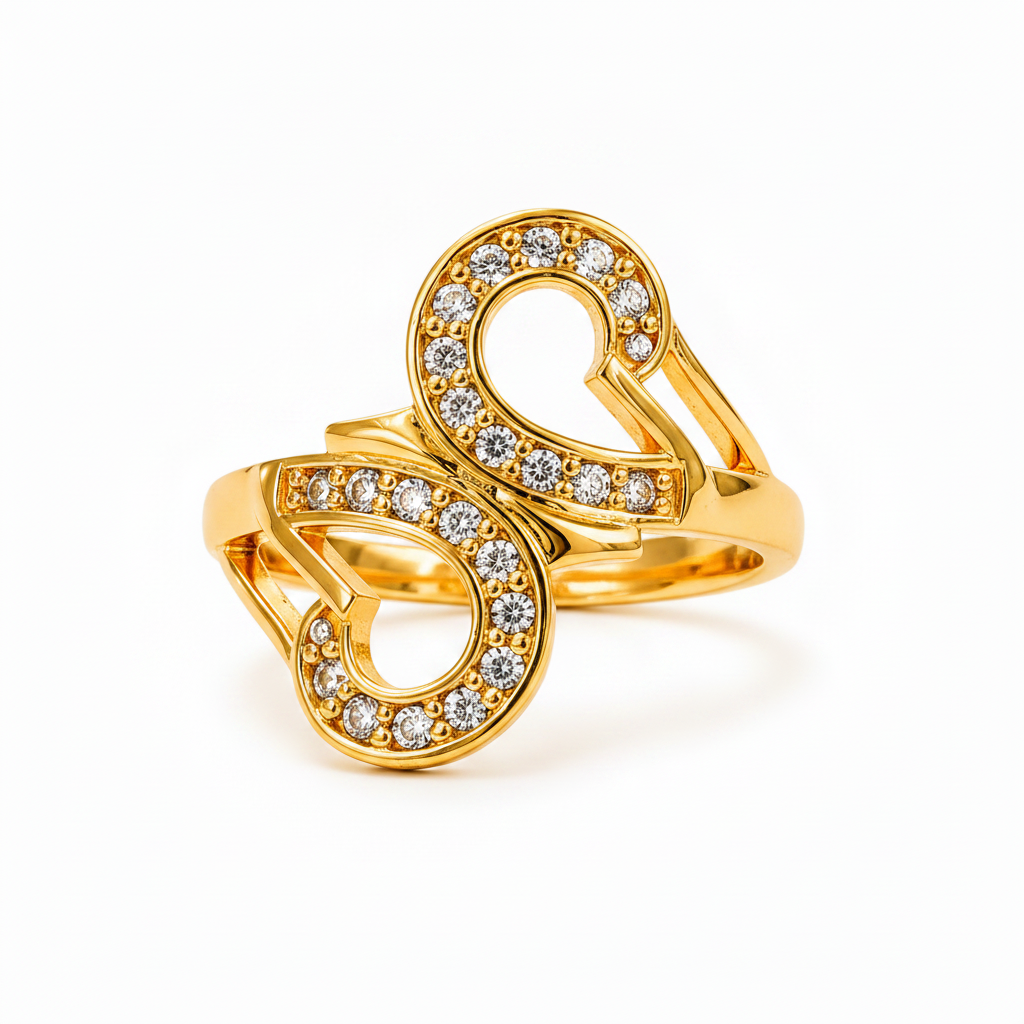 Regal Twin Teardrop Infinity Sparkle Statement Ring for Women