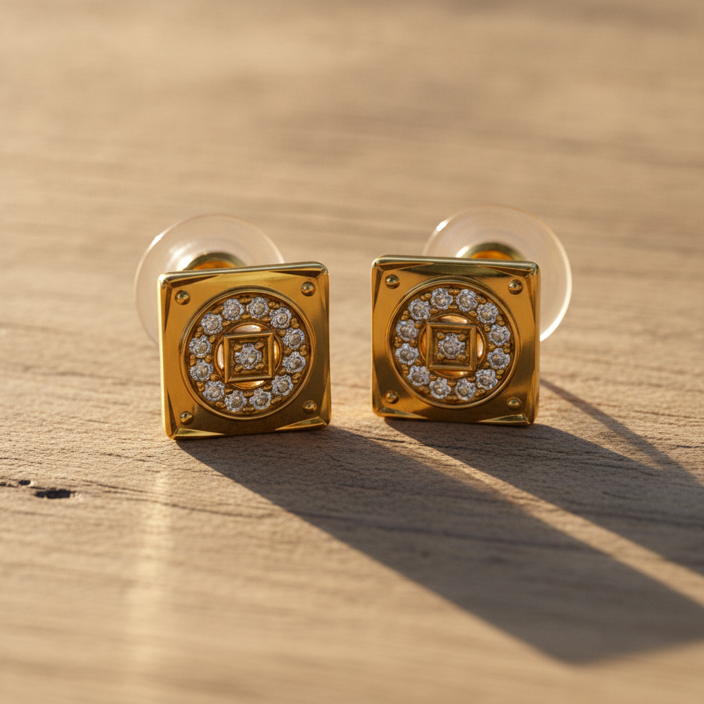 Regal Quadrant Crystal Stud Earrings